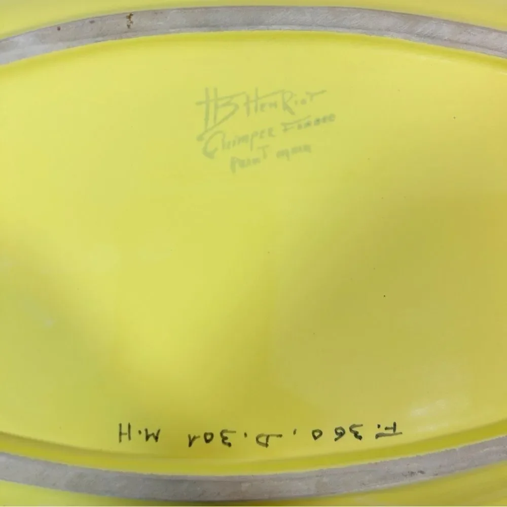 HB Henriot Quimper France Fish 19.25” Platter Yellow Soleil Pottery Femme Breton